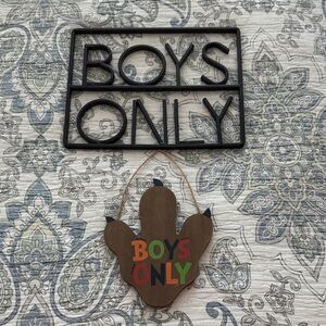 Hobby Lobby Boys Only Wall Decor - Black metal and wood Dino sign